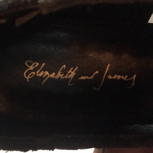 Elizabeth and James Black Pebbled Leather Platform 5” Heels - size 8 - Picture 12 of 15